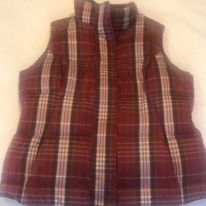 Eddie Bauer Ladies Plaid Down Vest L